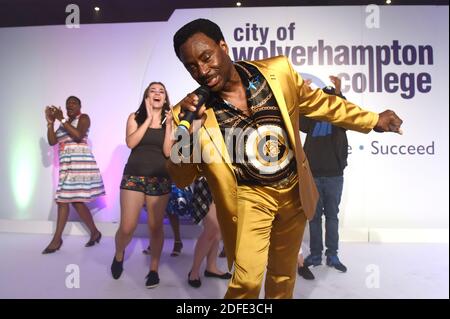 Donchez Dacres the Britain's got Talent finalist performing in his home town of Wolverhampton at the City of Wolverhampton College 2018 Stock Photo