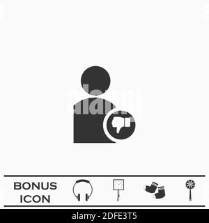Dislike avatar icon flat. Black pictogram on white background. Vector illustration symbol and bonus button Stock Vector
