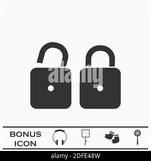 Locks icon flat. Black pictogram on white background. Vector illustration symbol and bonus button Stock Vector