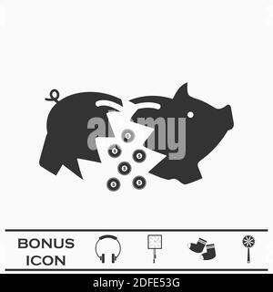 Piggy icon flat. Black pictogram on white background. Vector illustration symbol and bonus button Stock Vector