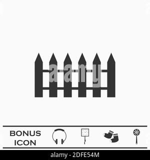 Fence icon flat. Black pictogram on white background. Vector illustration symbol and bonus button Stock Vector
