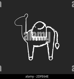 Camel chalk white icon on black background Stock Vector
