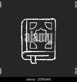 Quran chalk white icon on black background Stock Vector