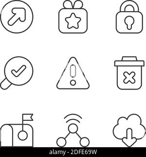 Interface for better usability pixel perfect linear icons set Stock Vector