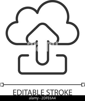 Upload pixel perfect linear icon Stock Vector