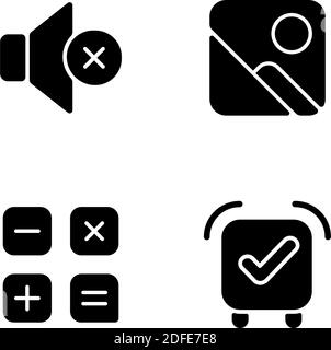 Smartphone interface black glyph icons set on white space Stock Vector