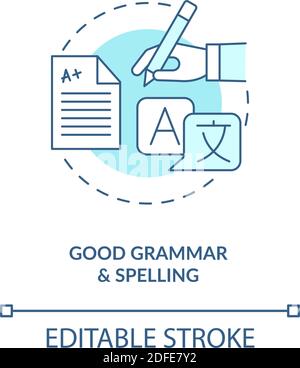 Good grammar and spelling turquoise concept icon Stock Vector