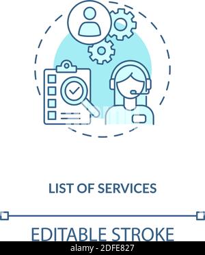 List of services turquoise concept icon Stock Vector