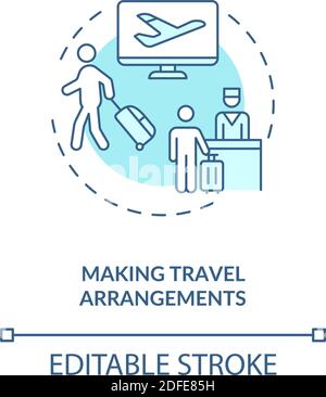 Making travel arrangement turquoise concept icon Stock Vector