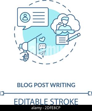 Blog post writing turquoise concept icon Stock Vector