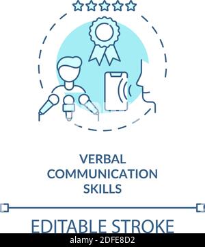 Verbal communication skills turquoise concept icon Stock Vector