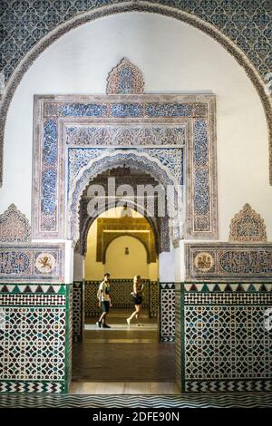 Tourists in the Real Alcázar de Sevilla, Spain, Europe. Stock Photo