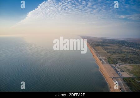 Arobat Arrow among beautiful sea waters, drone top view