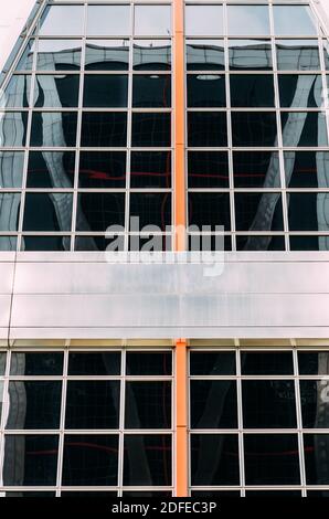 Detail reflection of the famous Kio Towers in Madrid, Spain Stock Photo