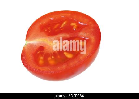 Small cherry tomato half isolated on white background Stock Photo