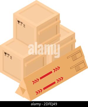 Delivery packaging icon. Isometric illustration of delivery packaging vector icon for web Stock Vector
