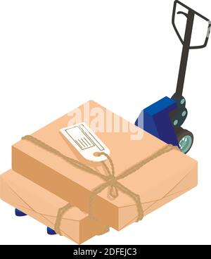 Pallet truck icon. Isometric illustration of pallet truck vector icon for web Stock Vector