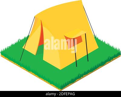 Yellow tent icon. Isometric illustration of yellow tent vector icon for web Stock Vector