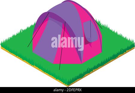 Colorful tent icon. Isometric illustration of colorful tent vector icon for web Stock Vector