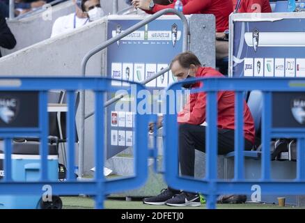 PSG’s manager Thomas Tuchel during the Le Havre - PSG pre-season match on Sunday July 12, 2020 at Stade Oceane in Le Havre, north of France. Paris Saint-Germain crushed Le Havre 9-0. Photo by Loic Baratoux/ABACAPRESS.COM Stock Photo