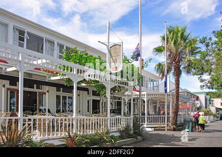 Historic Duke of Marlborough Hotel on waterfront, Russell, Bay of Islands, Northland Region, North Island, New Zealand Stock Photo