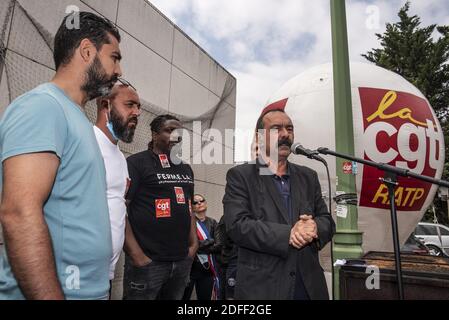 French CGT trade union General Secretary, Philippe Martinez arriving at the RATP, to support a CGT delegate from RATP, threatened with dismissal in Paris, France, on July 20, 2020. Photo by Pierrick Villette/Avenir Pictures/ABACAPRESS.COM Stock Photo