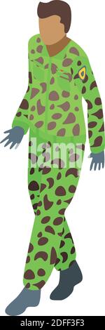 Military uniform green camo icon. Isometric of military uniform green camo vector icon for web design isolated on white background Stock Vector