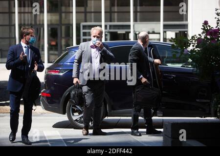 CFE-CGC president Francois Hommeril wears a face mask as he arrives to meet with french minister of economy and french Minister for the Ecological Transition in the minister of economy in Bercy, Paris. July 22 2020. Photo by Raphael Lafargue/ABACAPRESS.COM Stock Photo