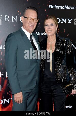 File photo dated October 25, 2016 of Tom Hanks and Rita Wilson attend the premiere of Columbia Pictures 'Inferno' at the Directors Guild of America Theater in Los Angeles, CA, USA. American movie stars Tom Hanks and Rita Wilson have officially become citizens of Greece, the country's prime minister has announced. The couple posed for a picture with their new passports alongside Greek Prime Minister Kyriakos Mitsotakis and his wife. Photo by Lionel Hahn/ABACAPRESS.COM Stock Photo