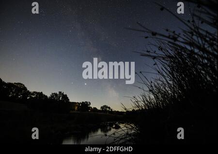 Illustration Milky Way in Burgundy, France on August 5, 2020. Photo by Eliot Blondet/ABACAPRESS.COM Stock Photo