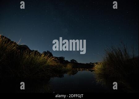 Illustration Milky Way in Burgundy, France on August 5, 2020. Photo by Eliot Blondet/ABACAPRESS.COM Stock Photo