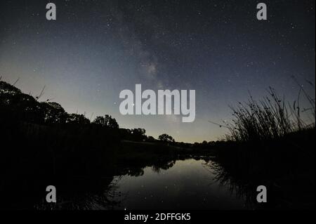 Illustration Milky Way in Burgundy, France on August 5, 2020. Photo by Eliot Blondet/ABACAPRESS.COM Stock Photo