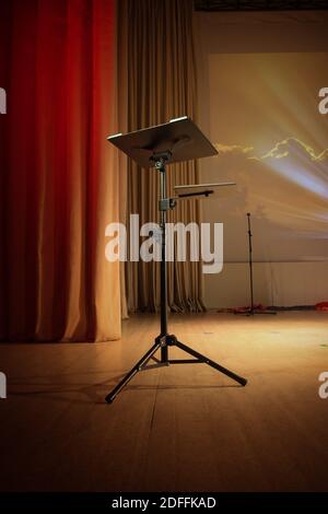 music stand, stand on theatrical stage Stock Photo