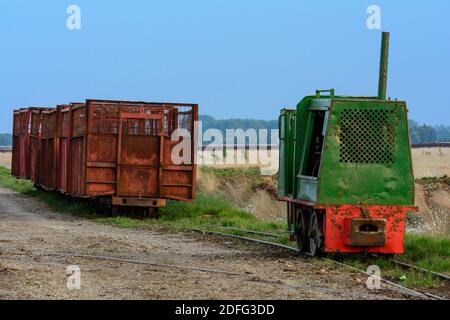 Torfbahn, Torfloren im Moor, Stock Photo