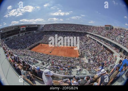 File photo dated May 31, 2019 of Philippe Chatrier court on day six of The Roland Garros 2019 French Tennis Open tournament in Paris. The French Open have revealed their safety plans ahead of the 2020 tournament, confirming that around 12,000 fans will be admitted every day. The rescheduled event, which starts September 27, will be divided into three distinct zones, each with a showcourt. 5000 fans will be allowed in and around Philippe Chatrier and Suzanne Lenglen courts, while 1500 will be able to attend a third area. Photo by ABACAPRESS.COM Stock Photo