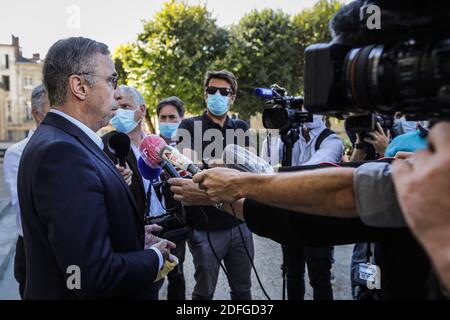 The mayor of Bordeaux, Pierre Hurmic gives a press conference at the city hall of Bordeaux. in Bordeaux, France on September 10, 2020. Photo by Thibaud Moritz/ABACAPRESS.COM Stock Photo