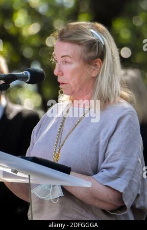 Michele Lebon attending the funeral of Belgian singer Annie Cordy