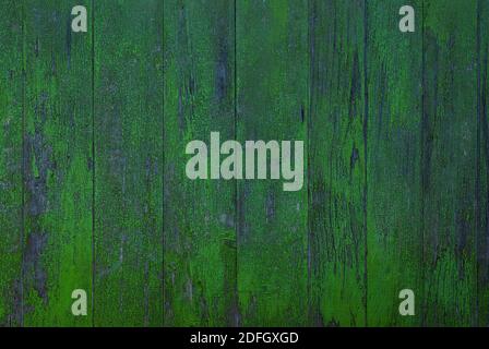 shabby dark green painted wooden wall textured background Stock Photo