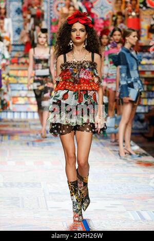 A model walks the runway at the Dolce & Gabbana Ready to Wear