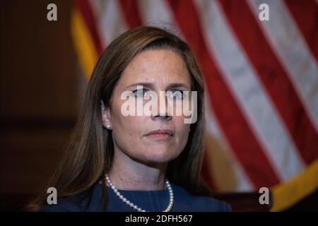 Supreme Court nominee Judge Amy Coney Barrett, on Capitol Hill in Washington, DC, USA, Tuesday, September 29, 2020. Photo by Graeme Jennings/Pool/ABACAPRESS.COM Stock Photo