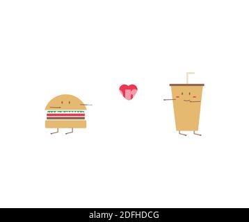 Cartoon burger & botle Stock Vector
