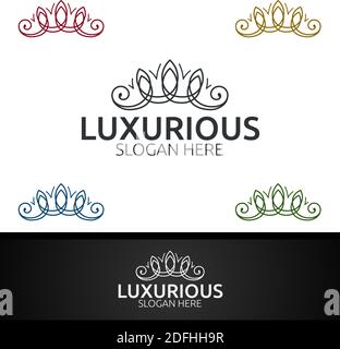 Crown Luxurious Royal Logo for Jewelry, Wedding, Hotel or Fashion Design Stock Vector