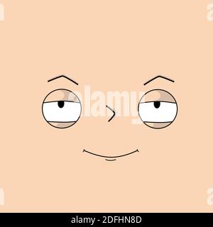 Pensive, sly face with expressive emotions - Vector illustration Stock Vector