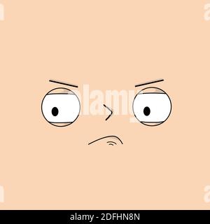 Pensive, sly face with expressive emotions - Vector illustration Stock Vector