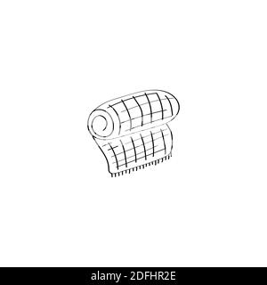 Cozy soft blanket rolled up. Hygge seasonal concept. Interior item, design element. Doodle vector illustration Stock Vector