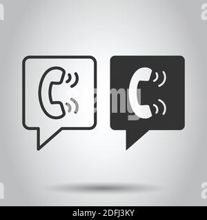 Mobile phone icon in flat style. Telephone talk vector illustration on white isolated background. Hotline contact business concept. Stock Vector