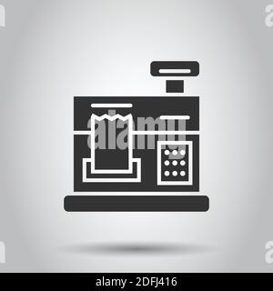 Cash register icon in flat style. Check machine vector illustration on white isolated background. Payment business concept. Stock Vector