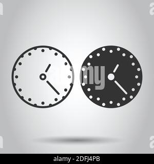 Clock icon in flat style. Watch vector illustration on white isolated background. Timer business concept. Stock Vector