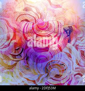 Watercolor bright unusual abstract background with wavy shapes. Sample design for a website or poster Stock Photo