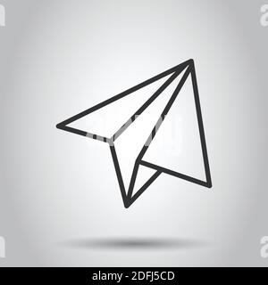 Paper plane icon in flat style. Sent message vector illustration on white isolated background. Air sms business concept. Stock Vector